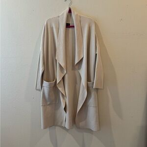 Elegant Cream Open-Front Cardigan Sweater